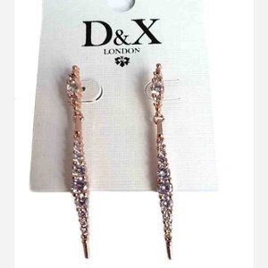 D & X London Rose Gold and Crystal Nickel Free Earrings